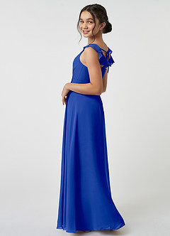 Azazie Amada Junior Royal Blue A-Line Ruched Chiffon Dress image4