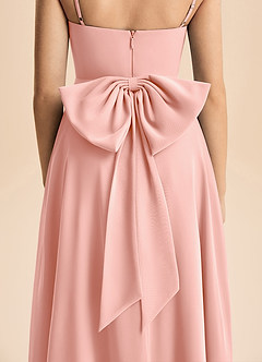 Azazie Bear Junior A-linja Pliseerattu Sifonki Lattian pituus Nuorempi morsiusneito Pukeutua image7