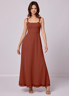 Barbie ♥ Azazie Bridesmaid Dresses Auburn A-Line Pleated Chiffon Dress image3