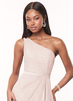 Azazie Liza Brautjungfernkleider Meerjungfrau-Linie One-Shoulder Chiffon Kleid Blassrosa image5