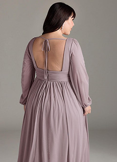 Azazie Norah Bridesmaid Dresses Dusk A-Line V-Neck Long Sleeve Chiffon Dress image13