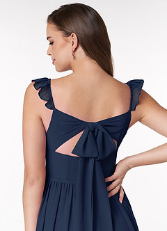 Azazie Metz Final Sale Dark Navy A-Line Sweetheart Ruched Chiffon Dress image6
