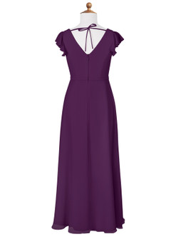 Azazie Claudine Junior Grape A-Line Pleated Chiffon Dress image6