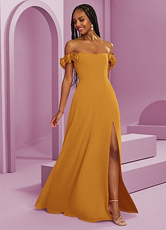 Barbie ♥ Azazie Bridesmaid Dresses Butterscotch A-Line Off the Shoulder Chiffon Convertible Dress image8