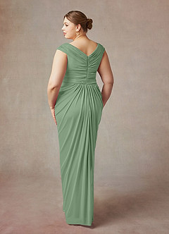 Azazie Lisolette Mother of the Bride Dresses Matcha Sheath Pleated Mesh Dress image12
