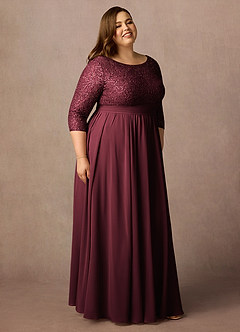 Azazie Carmena Klänningar till brudens mor Klä A-Line i Chiffong Paljetter Cabernet image5