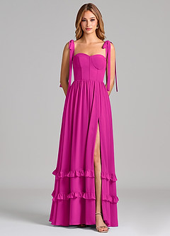 Azazie Anastacia Bridesmaid Dresses Fuchsia A-Line Sweetheart Neckline Chiffon Dress image6