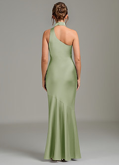 Azazie Jalissa Bridesmaid Dresses Dusty Sage Mermaid One Shoulder Stretch Satin Dress image6