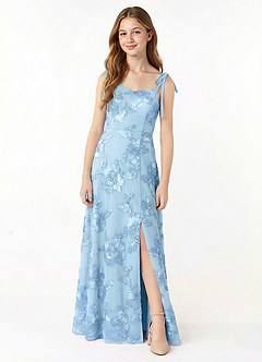 Azazie Rosey Junior Formal Klä av A-Line i Blommig applikationsnät Älskling Halsringning image1