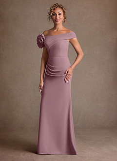 Azazie Gwynne vestidos de madre de la novia Vestido de Rosa Polvorienta de Crepé elástico de Corte Sirena con Vestidos sin tirantes image4