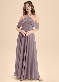 Azazie Tessabelle Junior Jurk van Chiffon met A-Lijn Off the Shoulder Schemering image1