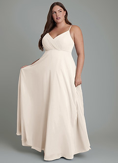 Azazie Amani Bridesmaid Dresses White Alabaster A-Line Pleated Chiffon Dress image1