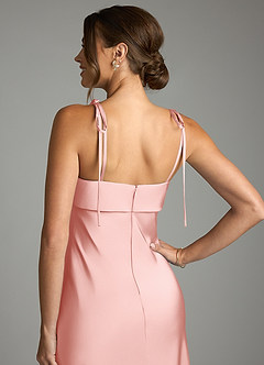 Azazie Ellia Bridesmaid Dresses Powder Pink Sheath Bow Stretch Satin Dress image6