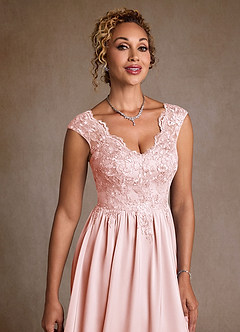 Azazie Amethyst Abiti per la Madre della Sposa Abito A-Line in Pizzo Rosa Rossore image6