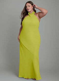 Azazie Velli Bridesmaid Dresses Lemongrass Mermaid High Neck Chiffon Dress image11