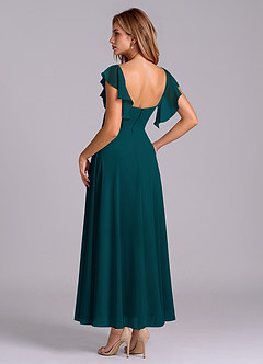 Azazie Leilani Bridesmaid Dresses Pine A-Line Ruched Chiffon Dress image5