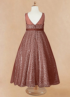 Azazie Siwa Flower Girl Dresses Auburn A-Line Beaded Tulle Dress image6