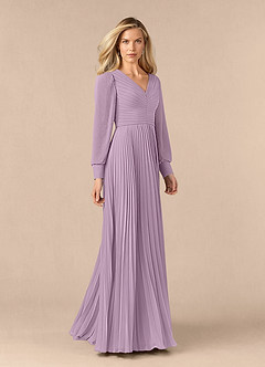 Azazie Zina Mother of the Bride Dresses Wisteria A-Line Pleated Chiffon Dress image2