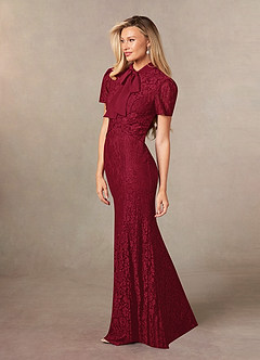 Azazie Carleannia Mother of the Bride Dresses Burgundy Mermaid Lace Chiffon Dress image2