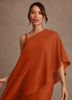 Azazie Wilma Mère de la mariée Robes Robe Fourreau en Blumen-Burnout Une épaule Orange Brûlée image5