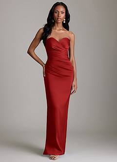 Azazie Sonora Vestidos de damas de honor Vestido de Granada de Satén Elástico de Corte Recto con Sin tirantes image6