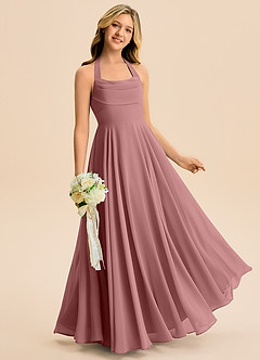 Azazie Kady Junior Desert Rose A-Line Sweetheart Neckline Chiffon Dress image3