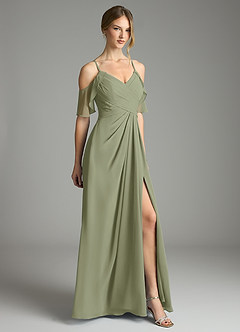 Azazie Dakota Bridesmaid Dresses Pistachio A-Line V-Neck Pleated Chiffon Dress image5