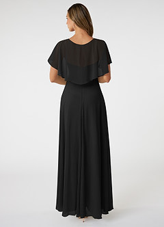 Azazie Jamie Brautjungfernkleider A-Linie Chiffon Kleid Schwarz image2