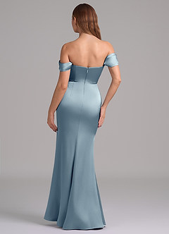 Azazie Miley Kleider zum Anprobieren zu Hause Wandelbar Meerjungfrau-Linie Schulterfrei Stretch-Satin Kleid Staubblau image7