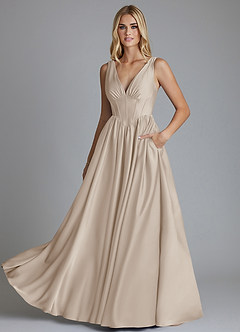 Azazie Delmie Bridesmaid Dresses Frost A-Line Corset Stretch Satin Dress image6