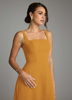 Azazie Debra Vestidos de damas de honor Vestido de Caramelo de Gasa de Corte en A Convertible con Con bolsillos image3