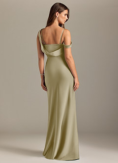 Azazie Madelyn Brautjungfernkleider Wandelbar Meerjungfrau-Linie Schulterfrei Stretch-Satin Kleid Moosgrün image2