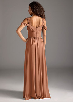 Azazie Lianne Bridesmaid Dresses Bronzer A-Line Off the Shoulder Stretch Satin Dress image5