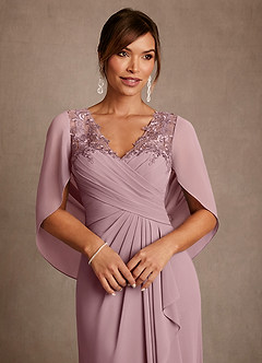 Azazie Santa Clara vestidos de madre de la novia Vestido de Rosa Polvorienta de Encaje de Corte en A image5