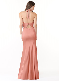 Azazie Emeria Brautjungfernkleider Meerjungfrau-Linie Plissee Stretch-Satin Kleid Koralle image2