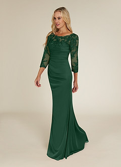 Azazie Alisondra Mother of the Bride Dresses Dark Green Sheath Scoop Lace Lace Dress image3