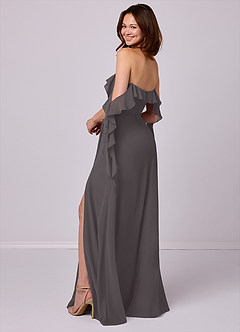 Barbie ♥ Azazie Bridesmaid Dresses Steel Grey A-Line Off the Shoulder Chiffon Convertible Dress image4
