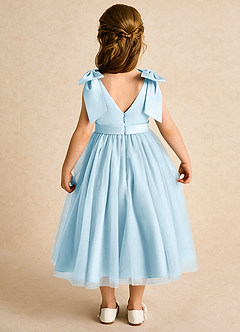Azazie Serene Abiti da Ragazza di Fiori Abito Principessa in Raso Opaco Fiocco Azzurro image6