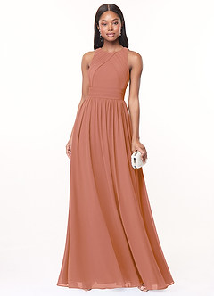 Azazie Harper Bridesmaid Dresses MAI TAI A-Line Pleated Chiffon Dress image1