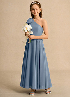 Azazie Guppy Junior Formal Flower Girl Dresses Twilight A-Line One Shoulder Chiffon Dress image6