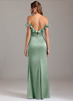 Azazie Callie Bridesmaid Dresses Agave A-Line Ruched Stretch Satin Convertible Dress image7