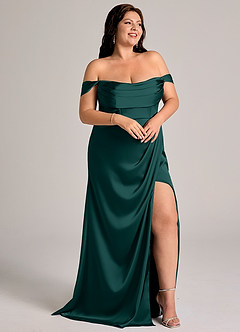 Azazie Johana Bridesmaid Dresses Pine Mermaid Off the Shoulder Stretch Satin Convertible Dress image11