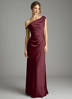 Azazie Emerson Bridesmaid Dresses Cabernet Mermaid Off the Shoulder Stretch Satin Dress image4