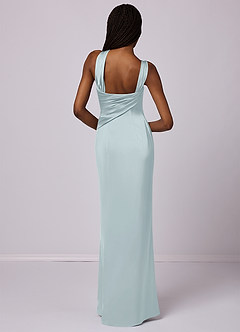 Barbie ♥ Azazie Bridesmaid Dresses Mist Mermaid One Shoulder Stretch Satin Dress image2