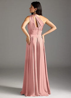 Azazie Charlize Robes de demoiselle d'honneur Robe Trapèze en Satin extensible Ue épaule Rosette image6