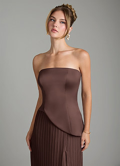 Azazie Tierney Bridesmaid Dresses Ganache A-Line Strapless Chiffon Convertible Dress image3