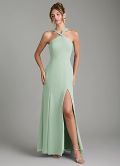 Azazie Rue Bridesmaid Dresses Agave A-Line Halter Chiffon Dress image4