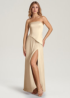 Azazie Tierney Bridesmaid Dresses Champagne A-Line Strapless Chiffon Convertible Dress image6