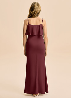 Azazie Galene Junior Abito Sirena in Raso Elasticizzato Cabernet image2