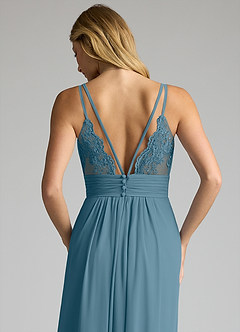 Azazie Maren Allure Bridesmaid Dresses Bermuda A-Line V-Neck Lace Chiffon Dress image2